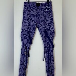 Valabasas Cargo Jeans Mens 30x30 Denim Skinny Paisley Utility Button Fly Punk